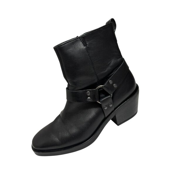 Paul Green West Bootie Black Leather Womens UK 5.5/US 8 Moto-Biker New $499 - Picture 2 of 6